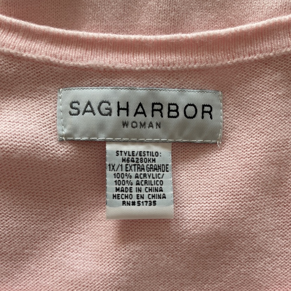 Women’s 1X Sag Harbor Light Pink 3/4 length Sleeve Top - Picture 5 of 5
